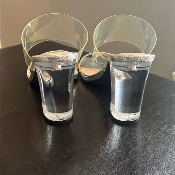 New BP Metallic Silver Heeled Sandals - Picture 6 of 8